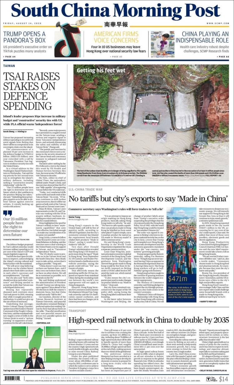 Portada de South China Morning Post (China)