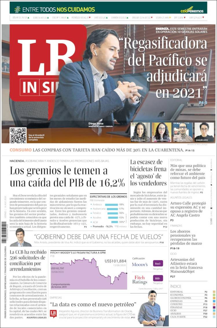 Portada de La Republica (Colombia)