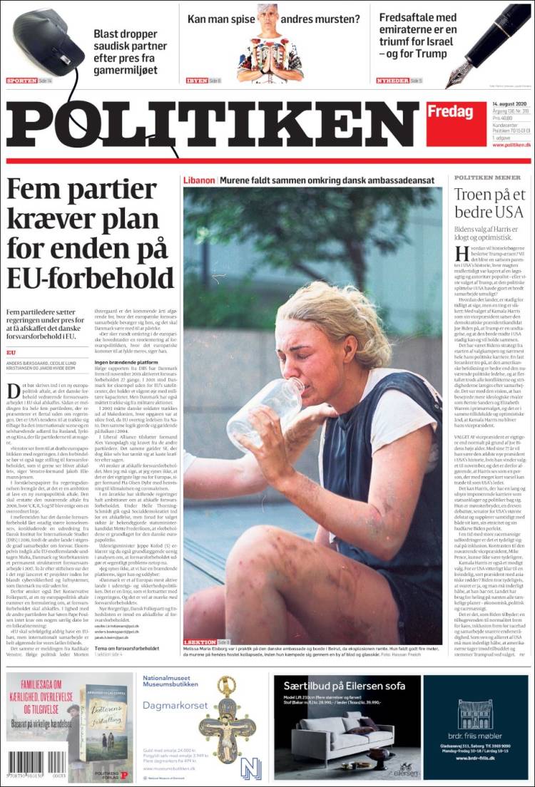 Portada de Politiken (Dinamarca)