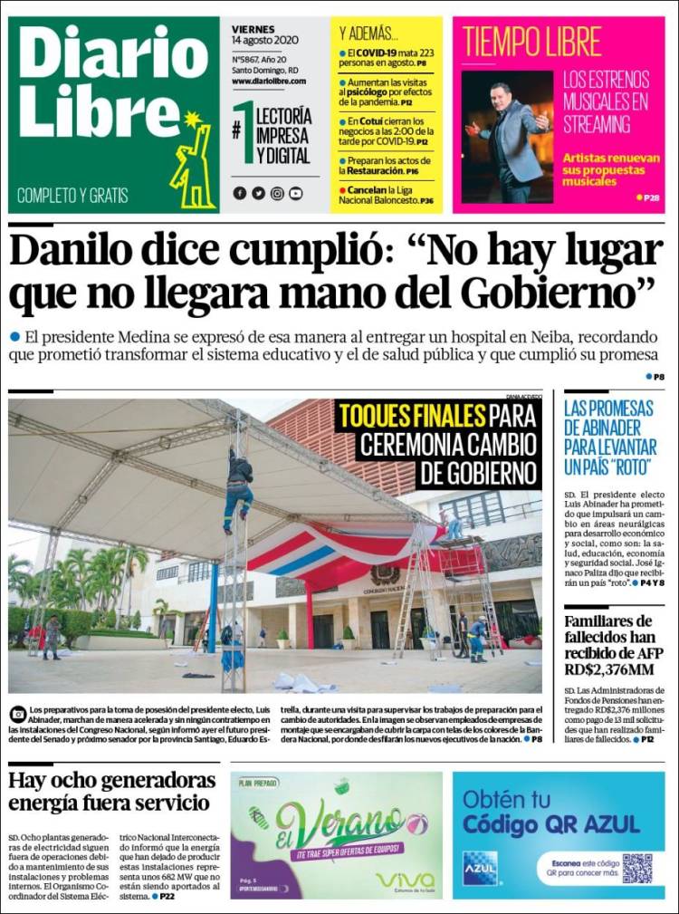 Portada de Diario Libre (R. Dominicana)