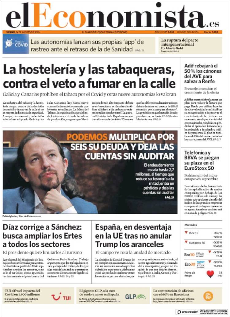 Portada de El Economista (Espa&ntilde;a)