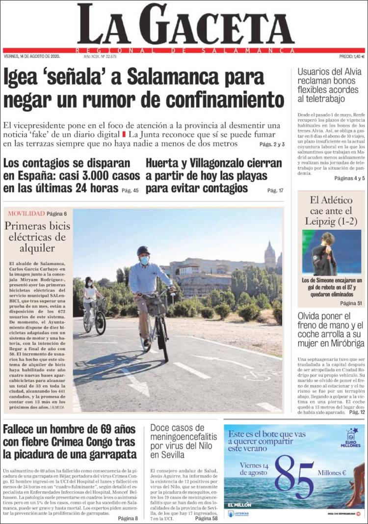 Portada de La Gaceta de Salamanca (Espa&ntilde;a)