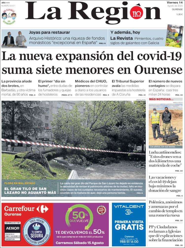 Portada de La Región de Ourense (Espa&ntilde;a)
