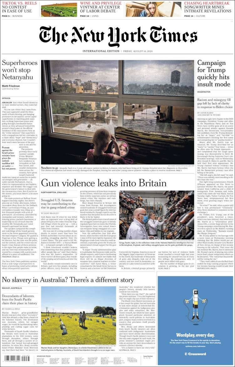 Portada de International New York Times (Europa)