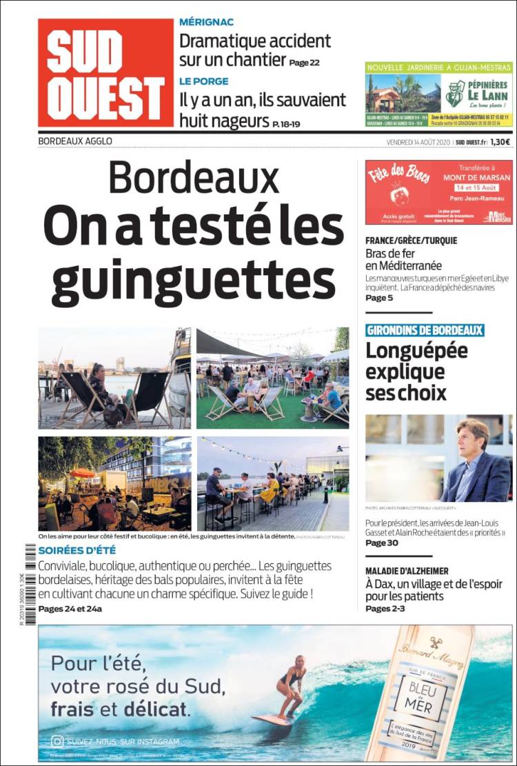 Portada de Sud Ouest (Francia)