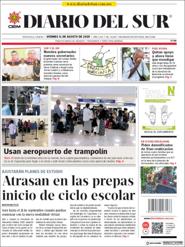 Portada de El Diario del Sur (Mexico)