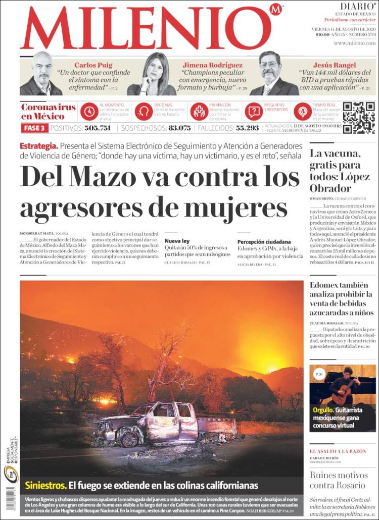 Portada de Milenio - Estado de México (México)