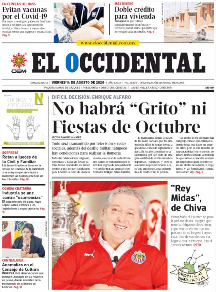 Portada de El Occidental (México)