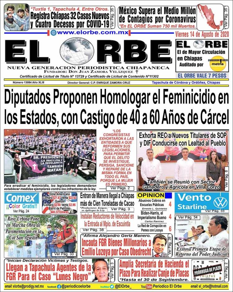 Portada de El Orbe (Mexico)