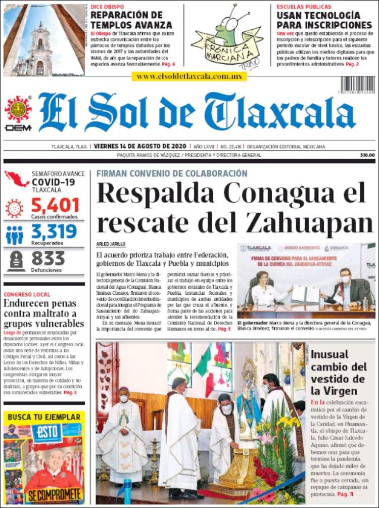 Portada de El Sol de Tlaxcala (Mexico)