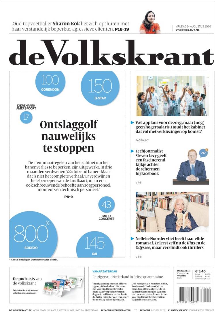 Portada de De Volkskrant (Pa&iacute;ses Bajos)