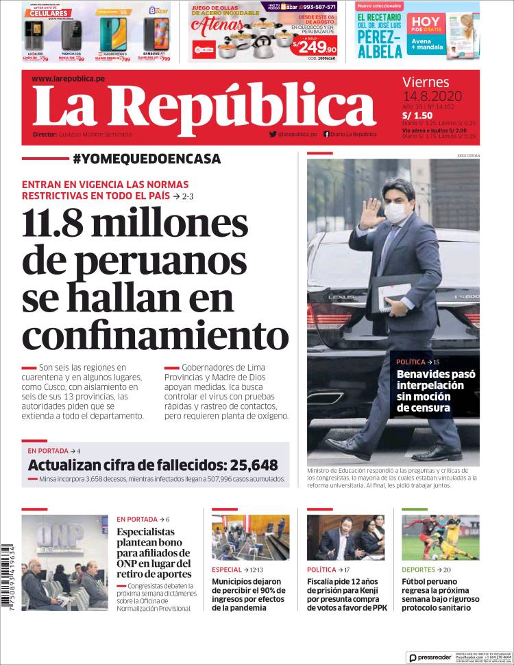 Portada de La Republica (Per&uacute;)