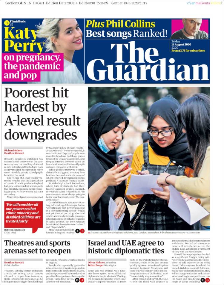 Portada de The Guardian (Reino Unido)