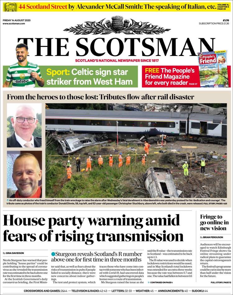 Portada de The Scotsman (Reino Unido)