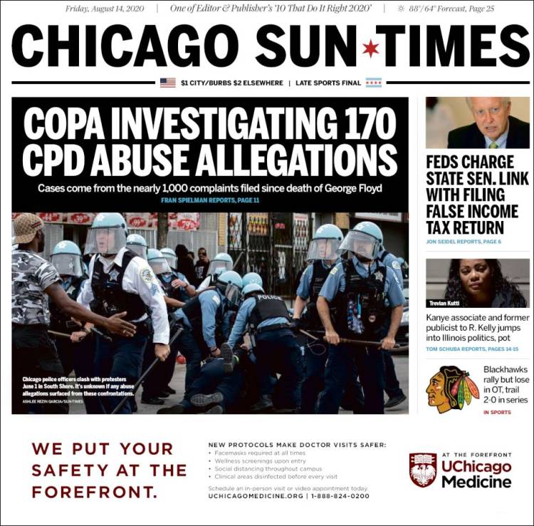 Portada de Chicago Sun-Times (USA)