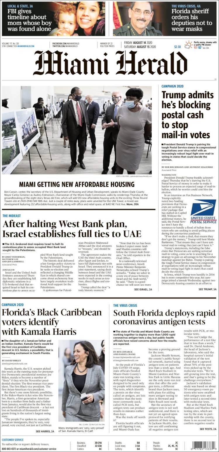 Portada de Miami Herald (USA)