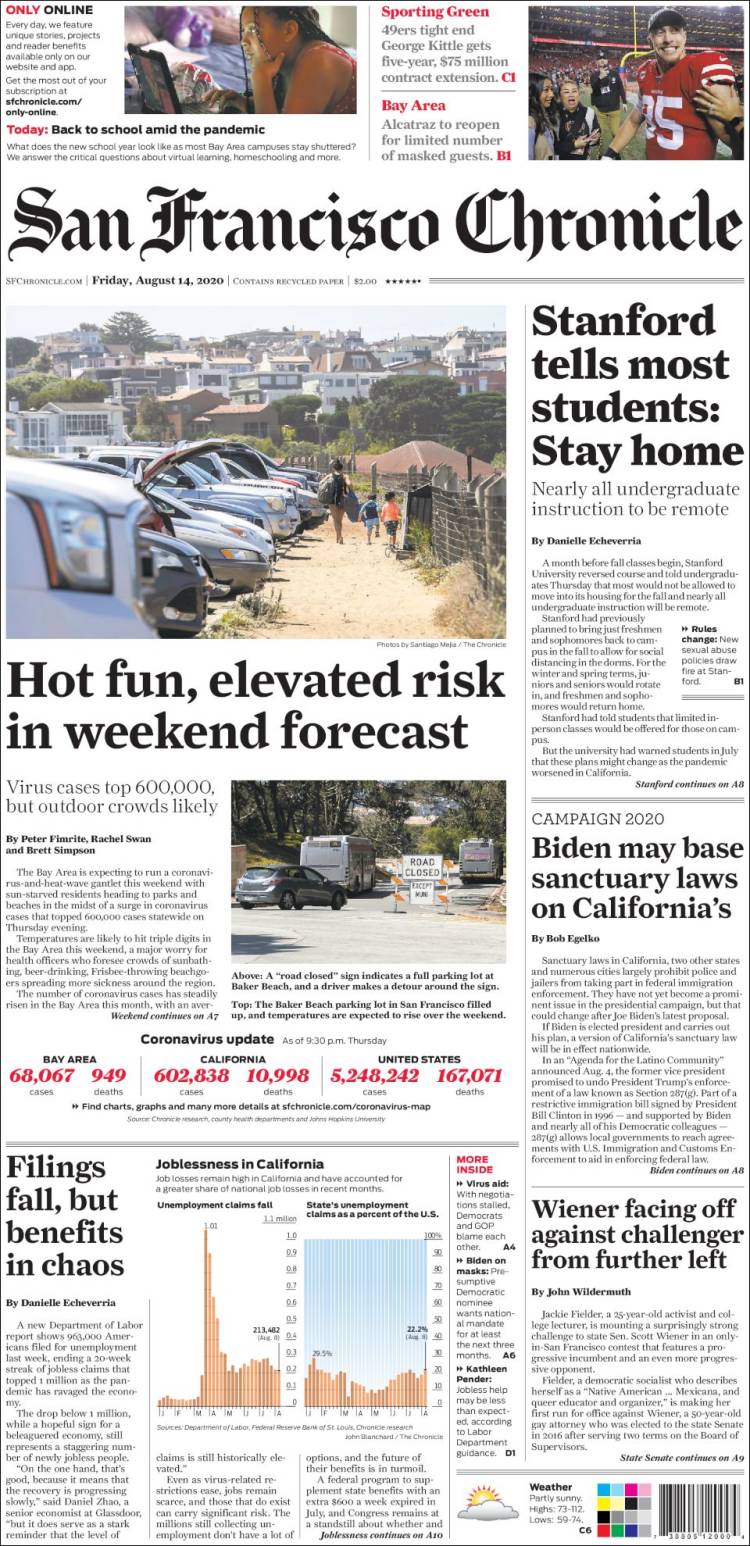 Portada de San Francisco Chronicle (USA)