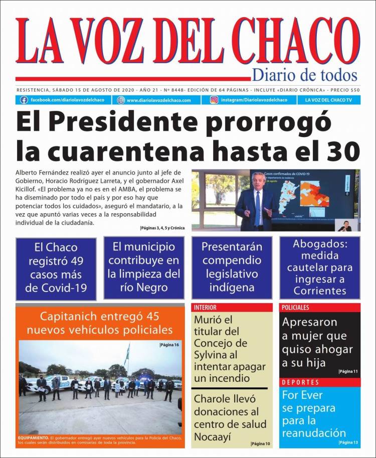 Portada de La Voz del Chaco (Argentina)