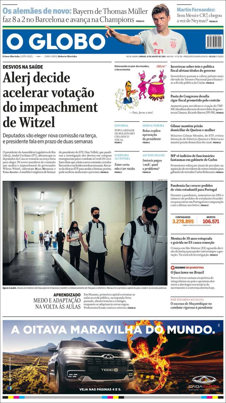 Portada de O Globo (Brasil)