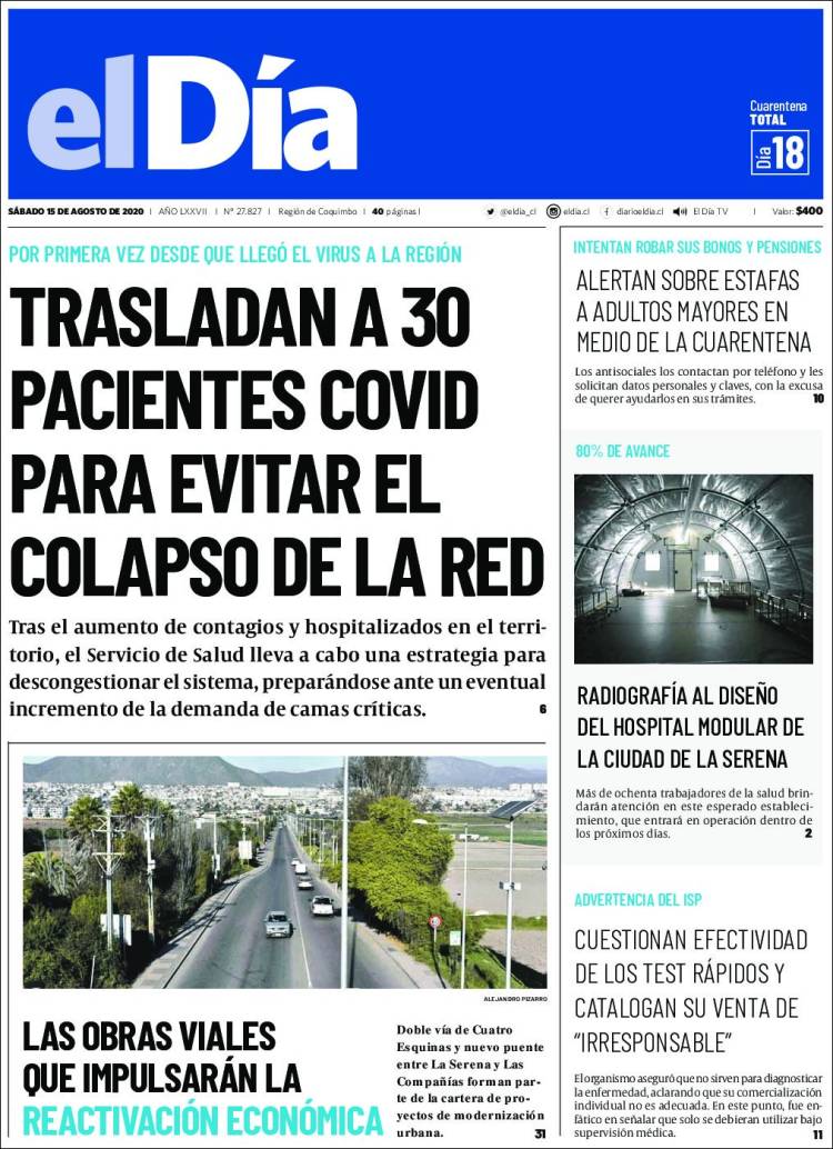 Portada de El Día (Chile)