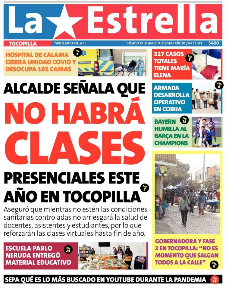 Portada de La Estrella de Tocopilla (Chile)