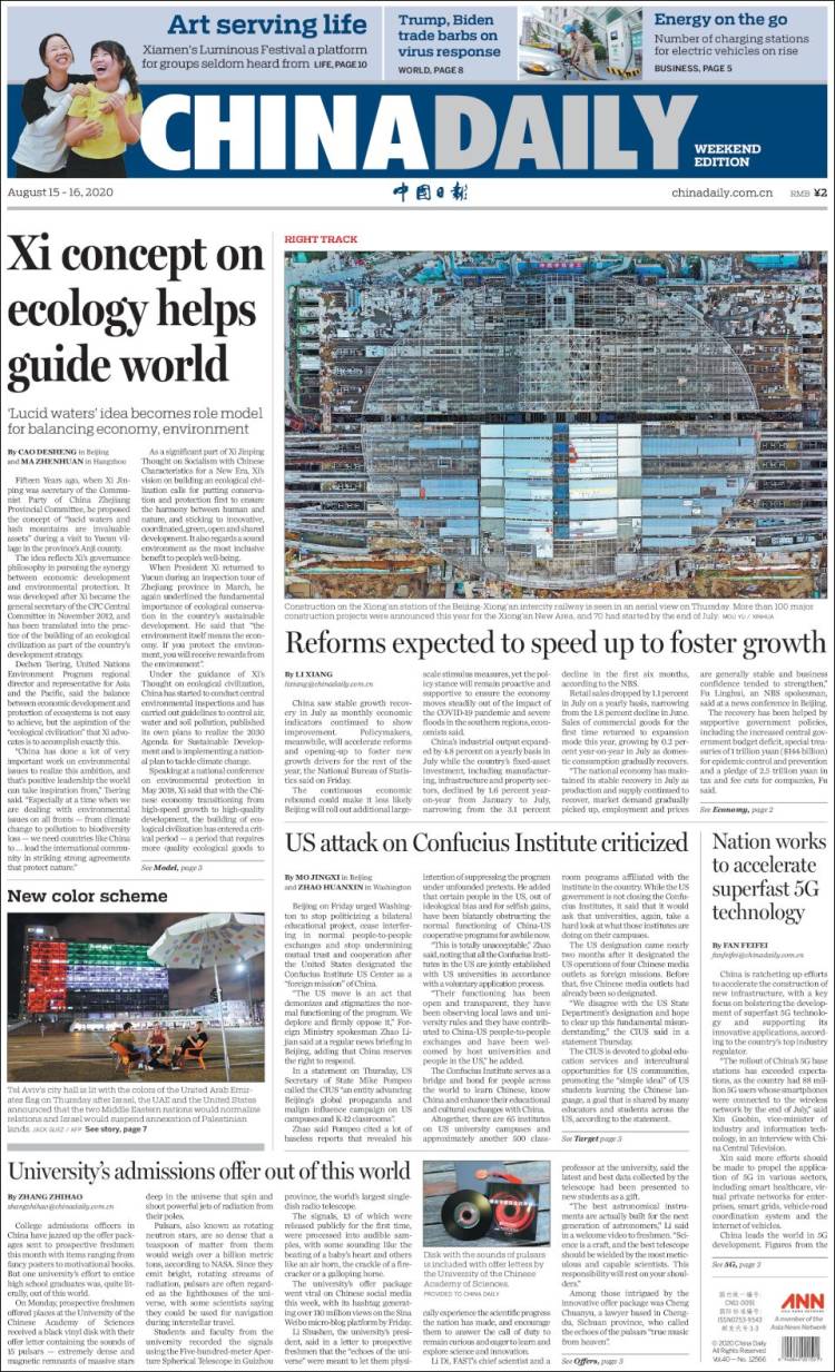 Portada de China Daily (China)