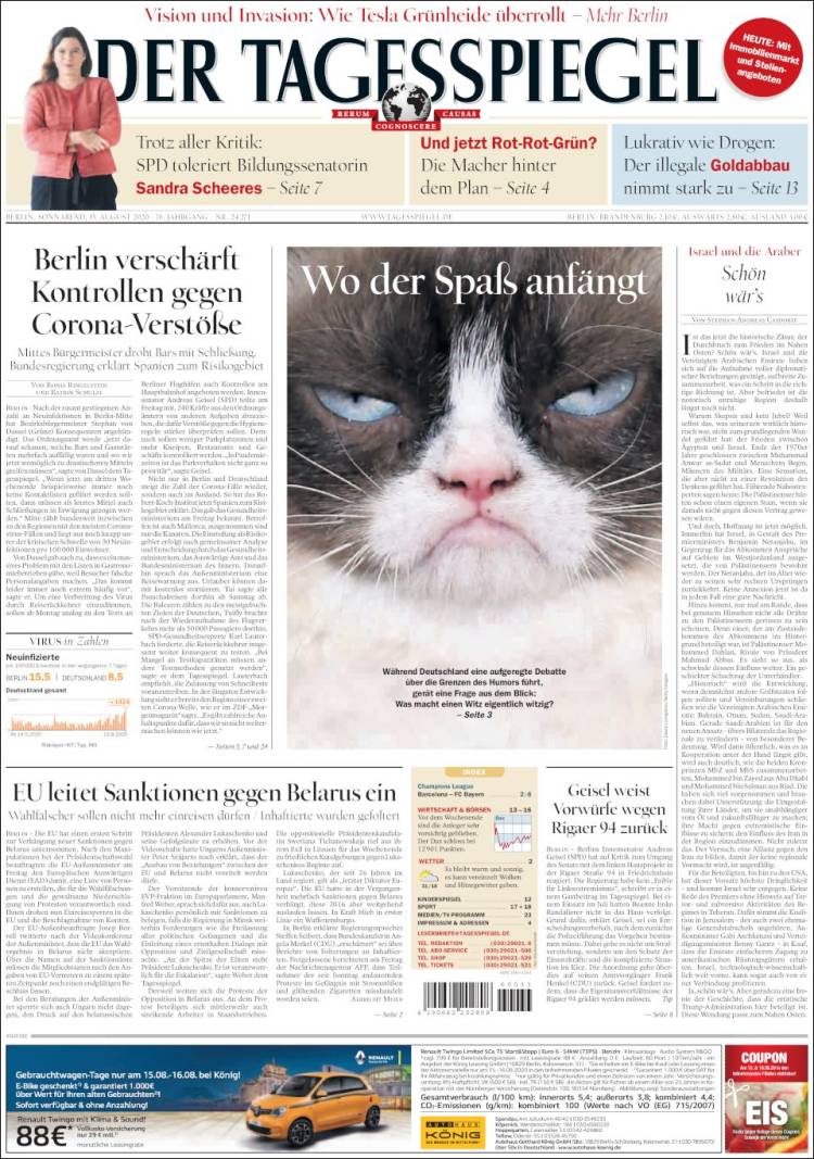 Portada de Der Tagesspiegel (Alemania)