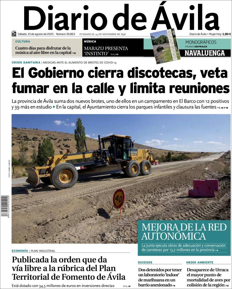 Portada de Diario de Ávila (España)