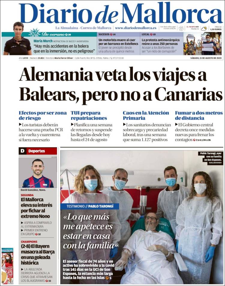 Portada de Diario de Mallorca (España)