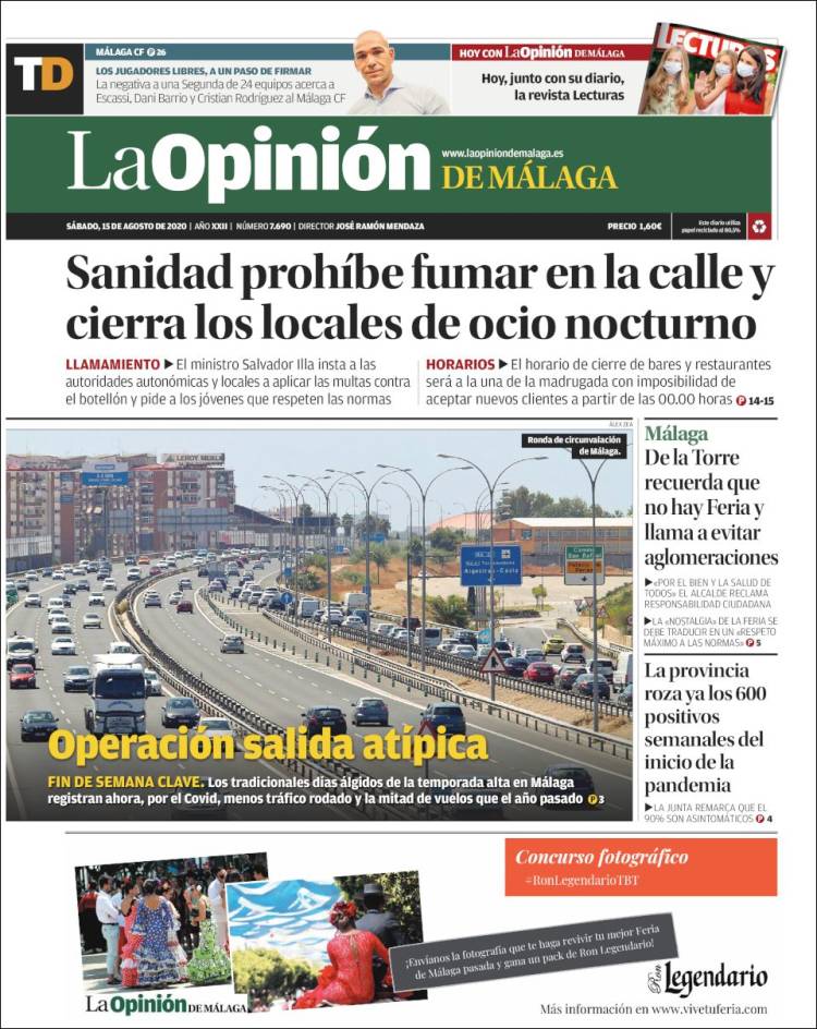 Portada de La Opinión de Málaga (España)