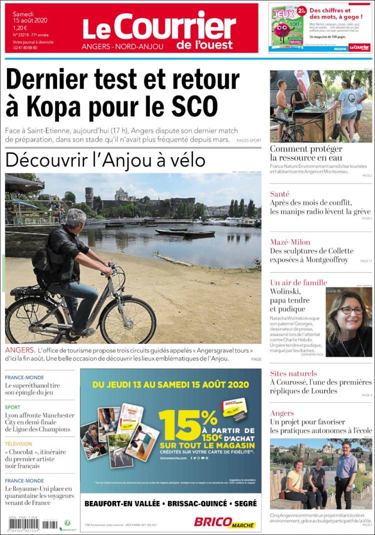 Portada de Le Courrier de l'Ouest (Francia)