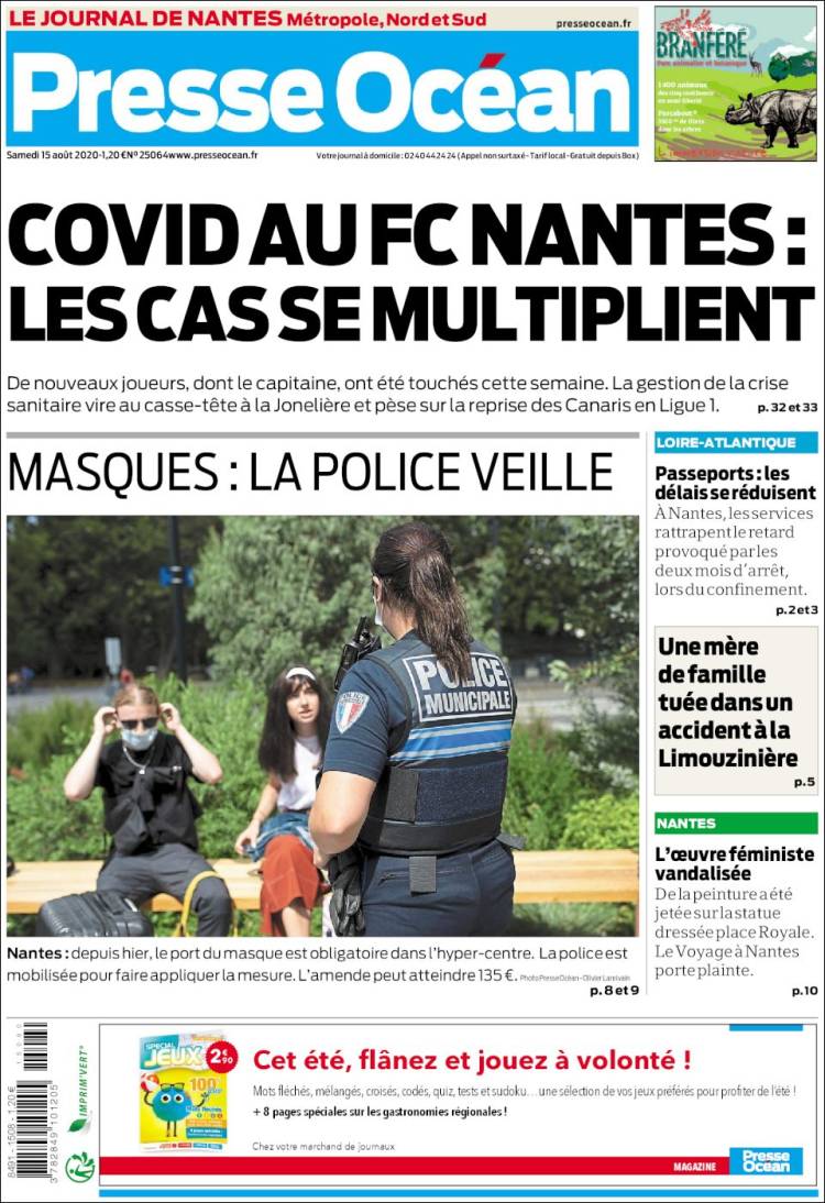 Portada de Presse Ocean (Francia)