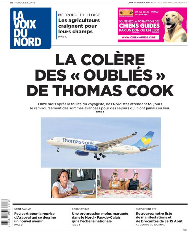 Portada de La Voix du Nord (Francia)