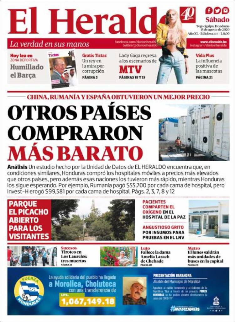 Portada de El Heraldo (Honduras)
