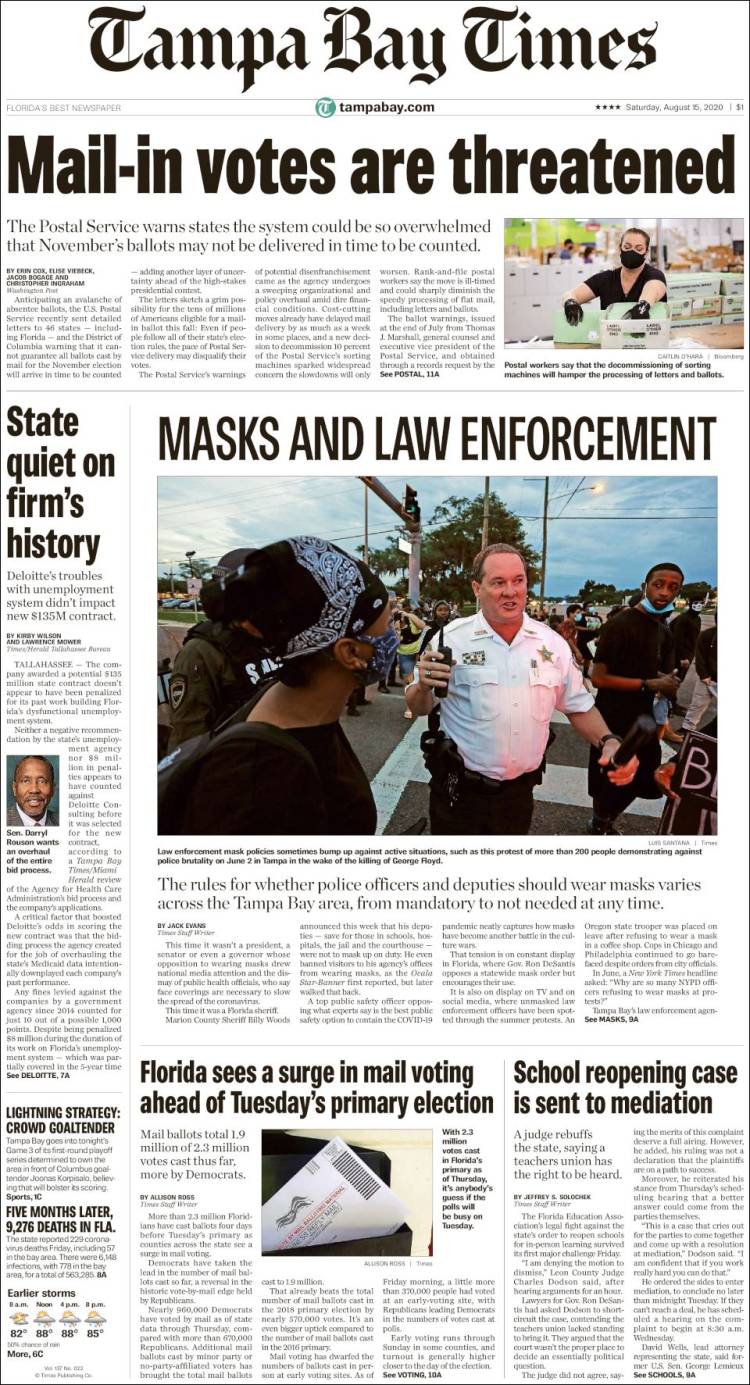 Portada de Tampa Bay Times (USA)