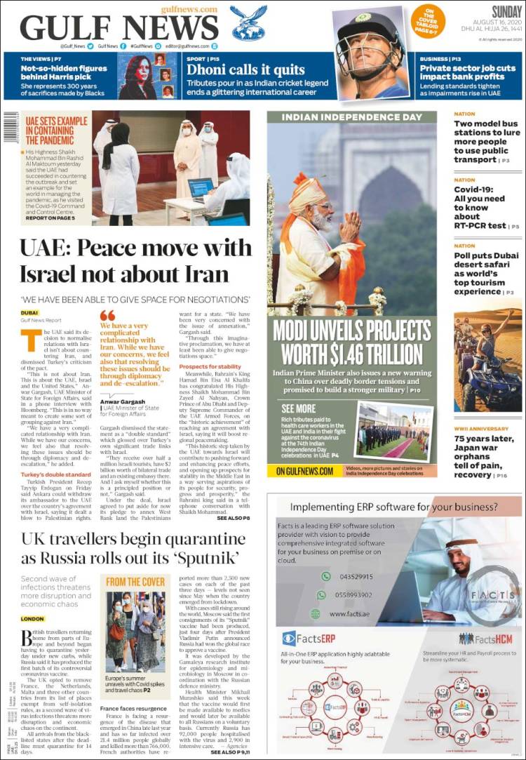 Portada de Gulf News (Asia-Pacific)