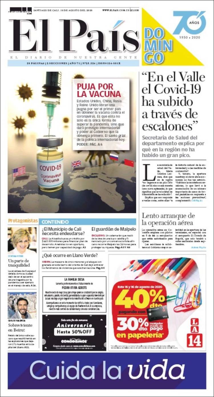 Portada de El País - Cali (Colombia)
