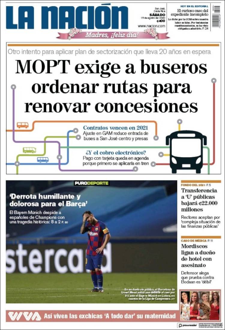 Portada de La Nación - Costa Rica (Costa Rica)