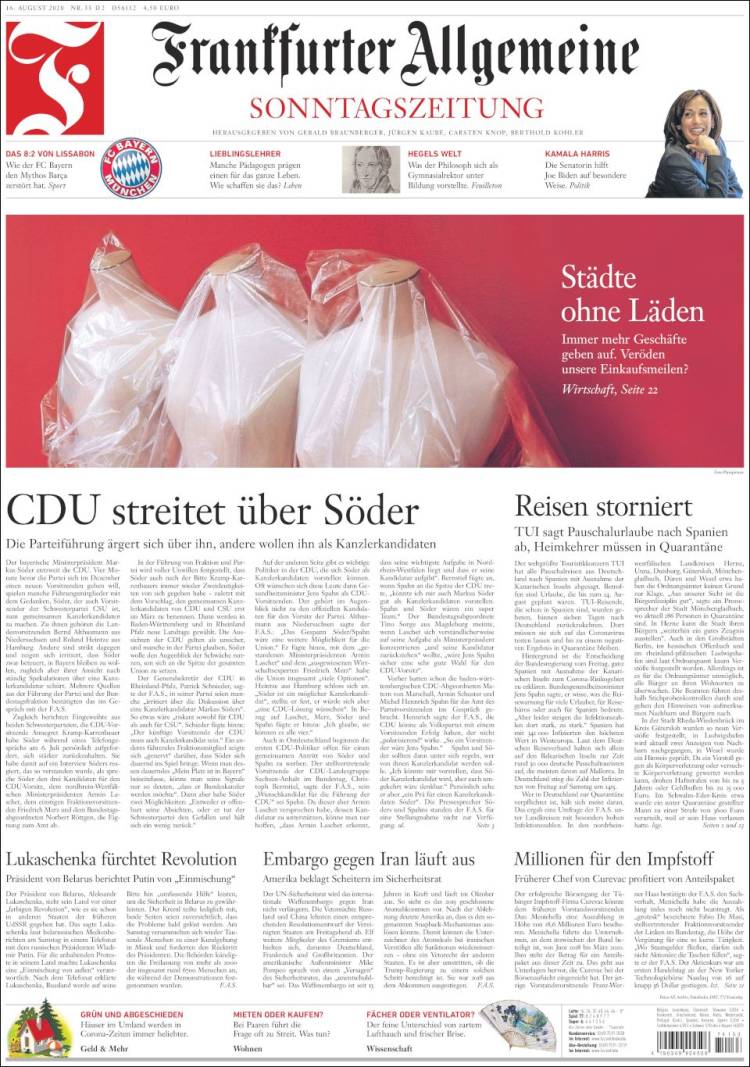 Portada de Frankfurter Allgemeine (Alemania)