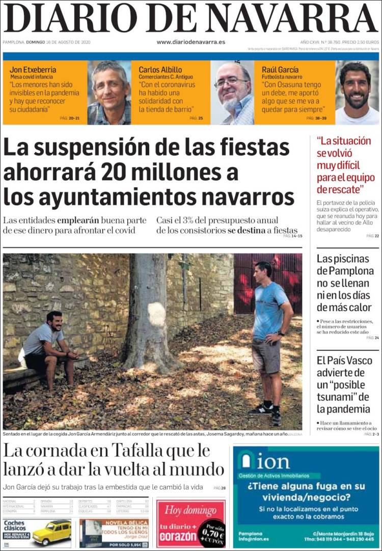 Portada de Diario de Navarra (Espa&ntilde;a)