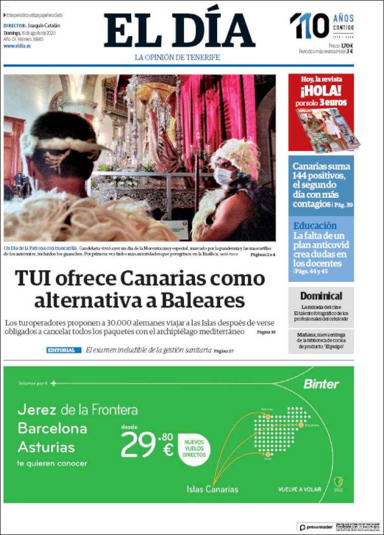 Portada de El Día (Espa&ntilde;a)
