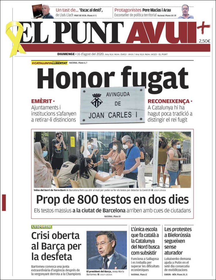 Portada de El Punt Avui (Espa&ntilde;a)