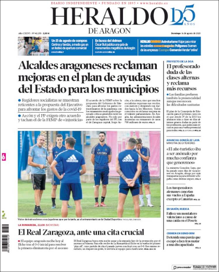 Portada de Heraldo de Aragón (Espa&ntilde;a)