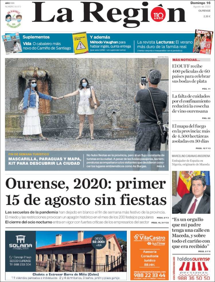 Portada de La Región de Ourense (Espa&ntilde;a)