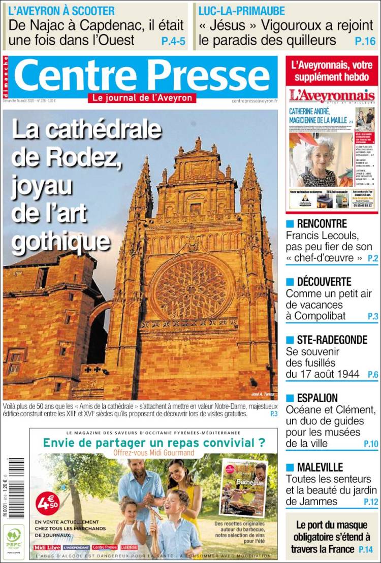Portada de Centre Presse (Francia)