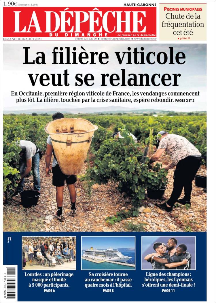 Portada de La Dépêche du Midi (Francia)