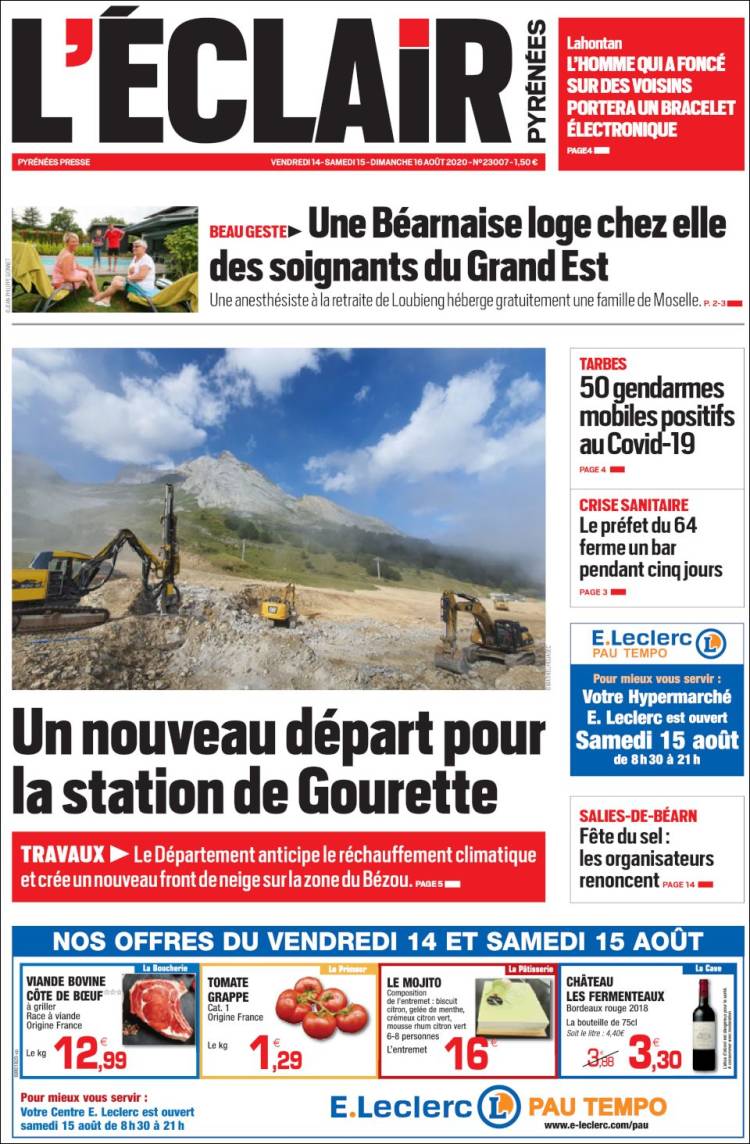 Portada de L'Eclair des Pyrénées (Francia)