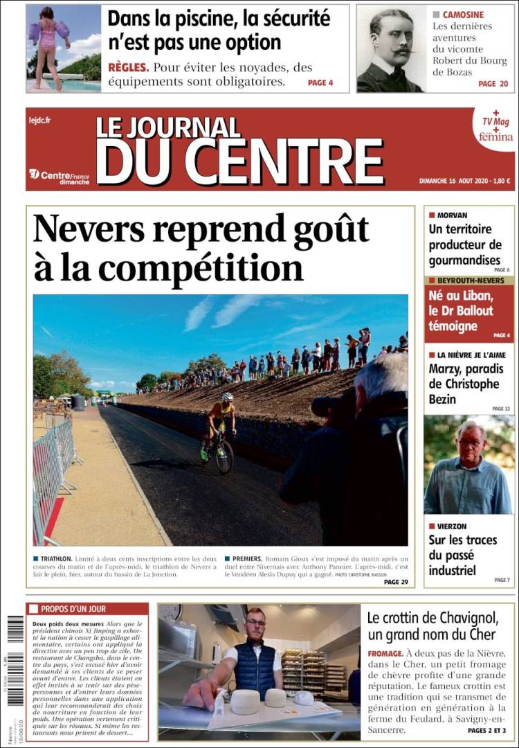 Portada de Le Journal du Centre (Francia)