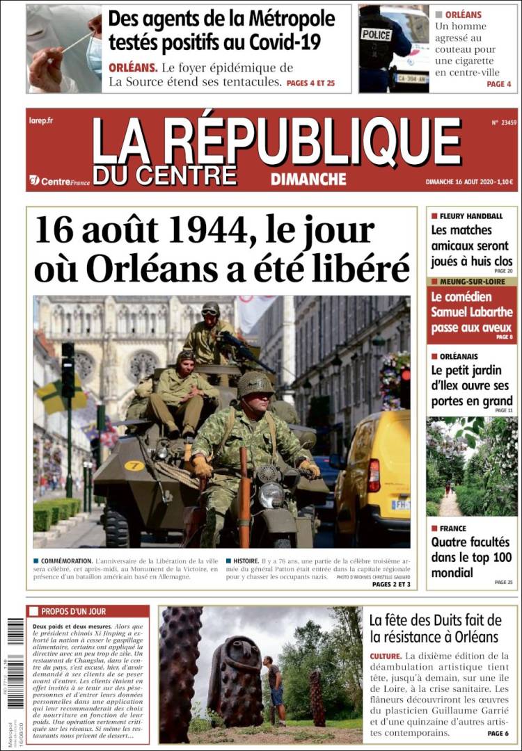 Portada de La République du Centre (Francia)