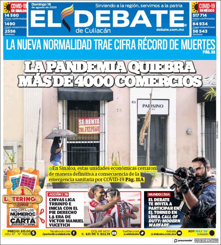 Portada de El Debate de Culiacán (Mexico)